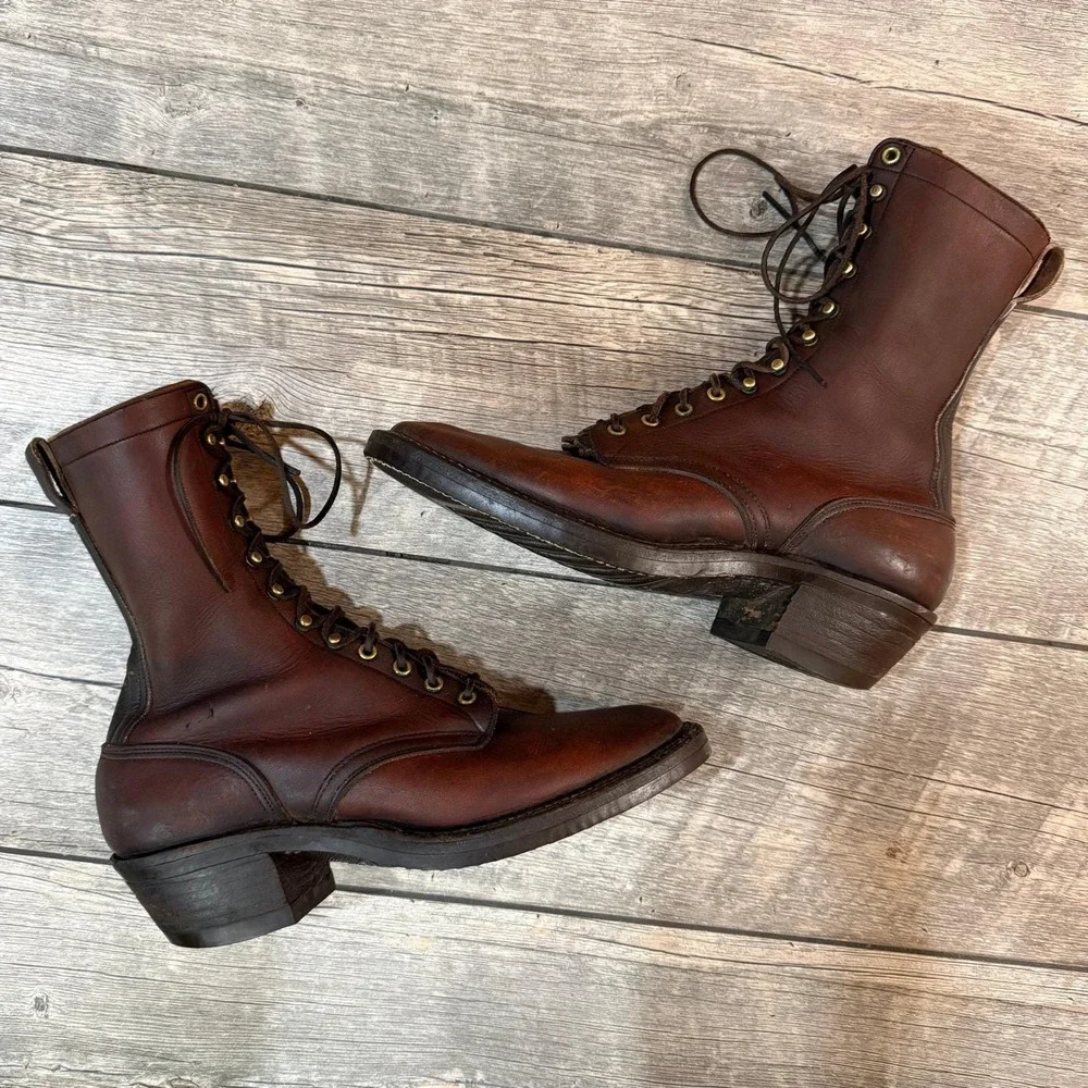 Vintage Heritage Leather Packer Style Vibram‎ Workwear Western Boots Men 12B
